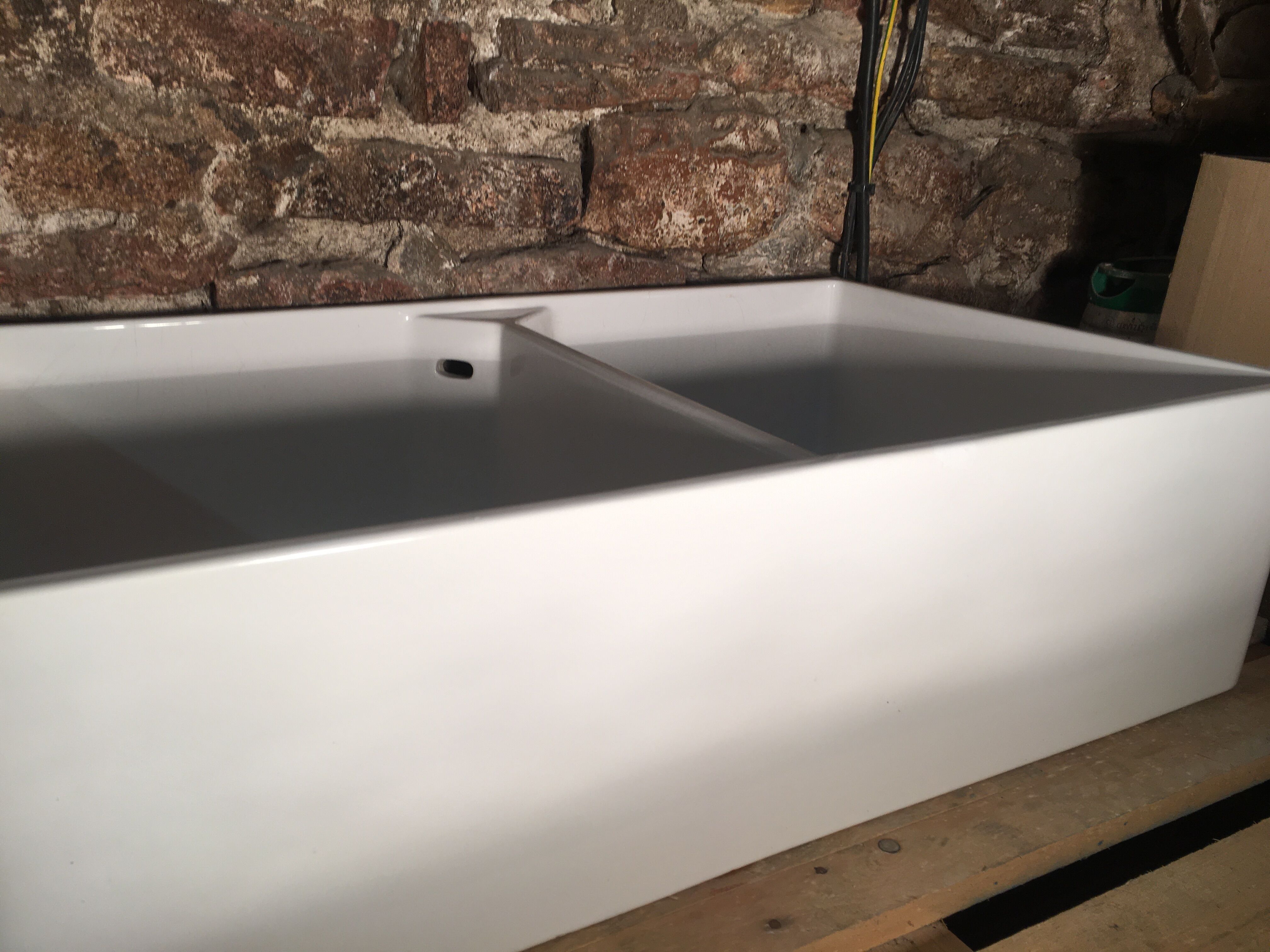 Enamelled stoneware double sink 40