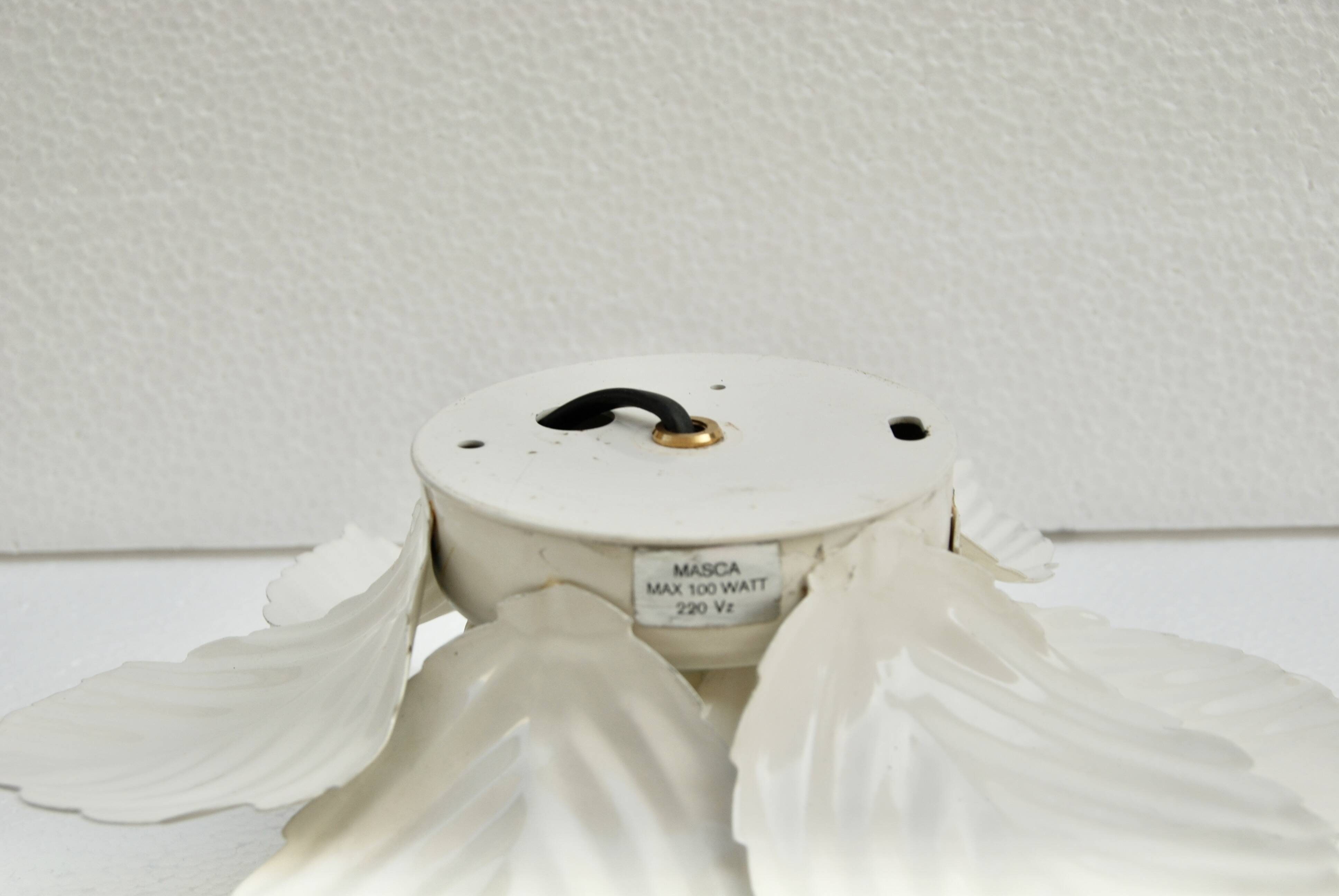 White flower wall light in metal Masca Italy 1970s