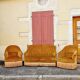 Ensemble de 2 fauteuils crapauds et 1 canapé 2 places velour moutarde