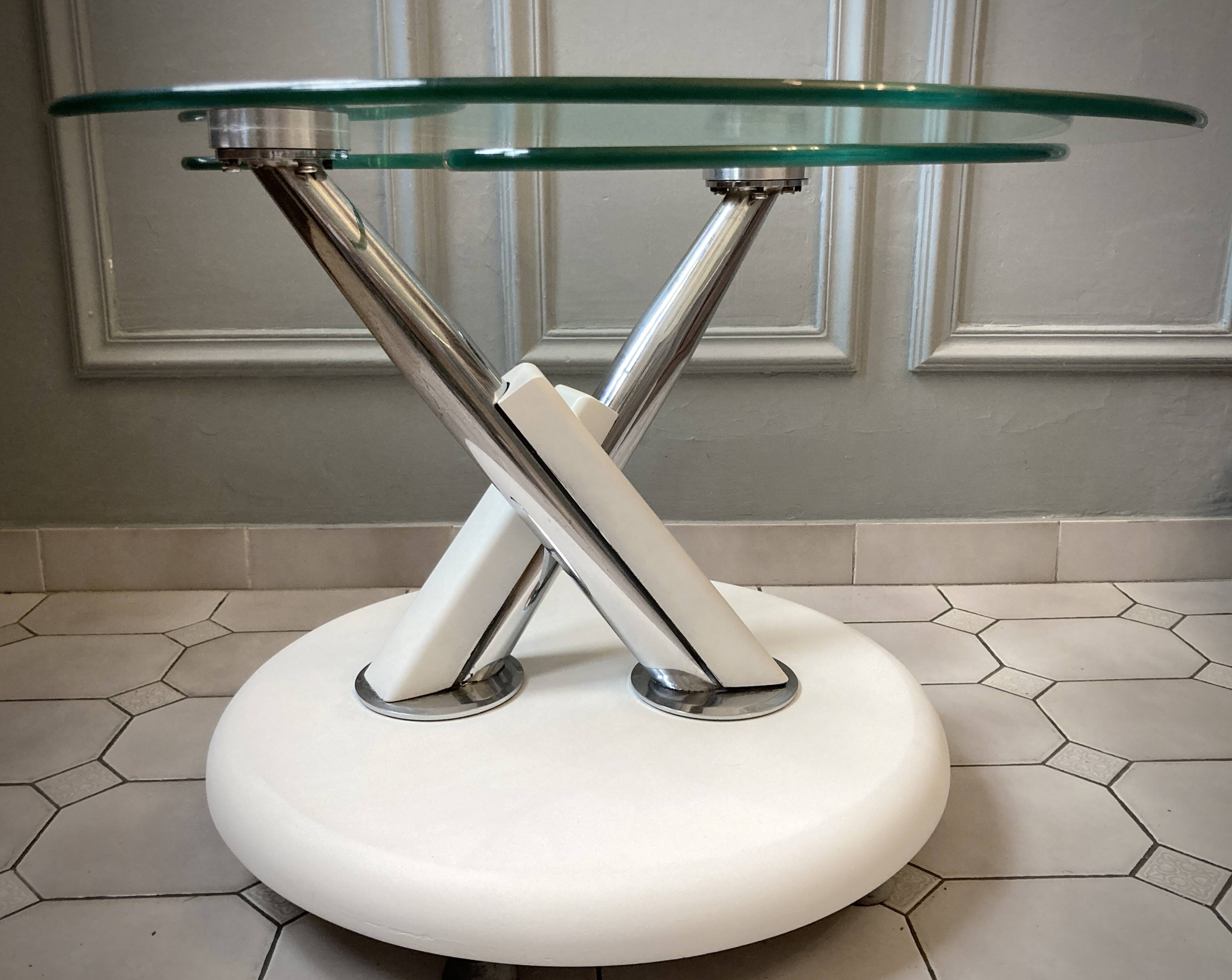 Vintage glass and chrome coffee table