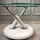 Vintage glass and chrome coffee table
