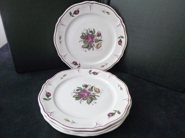 Set of 4 dessert plates Orchies Moulin des Loups Floréal model