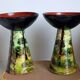 Pair of vintage Basque pottery – glazed ceramic – signed G. Defly