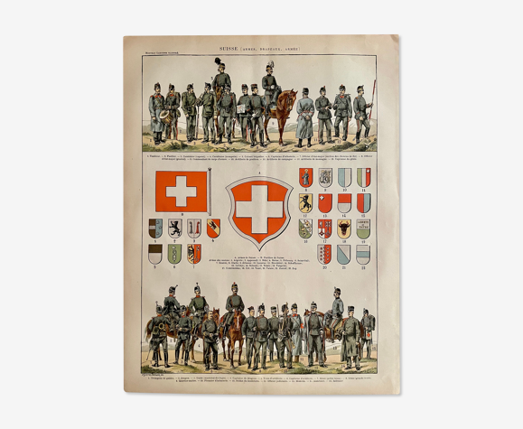 Lithographie gravure sur la Suisse de 1897
