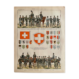 Lithograph engraving on Switzerland from 1897