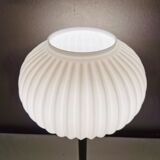 Mid Century tripod table lamp with pleated glass shade
