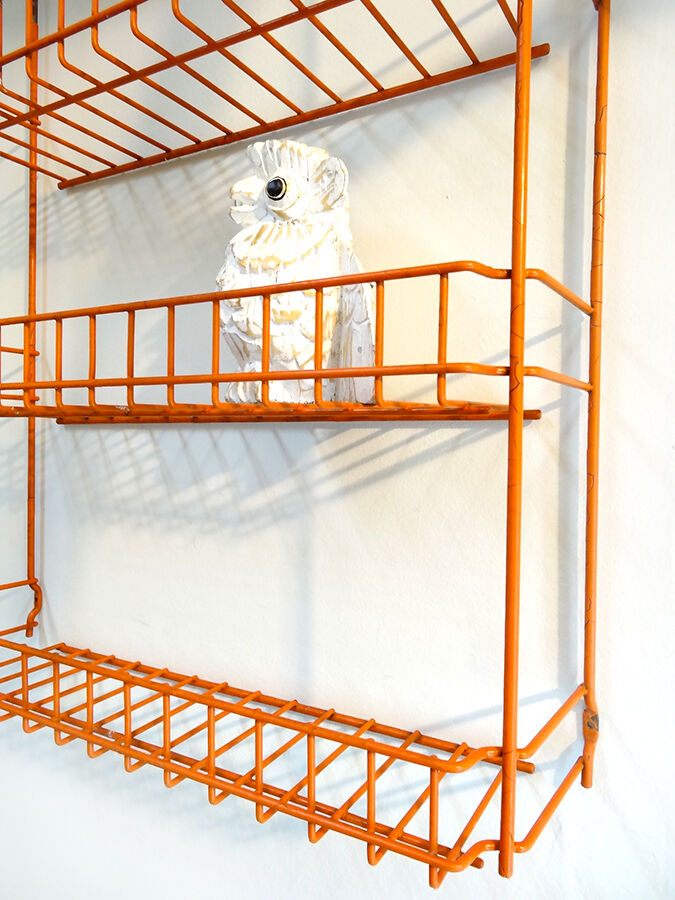 Orange industrial wall shelf