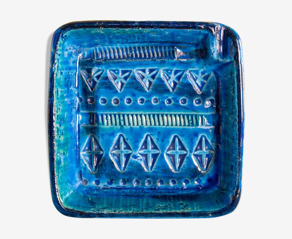 Mid Century Rimini blue ceramic Ashtray Aldo Londi for Bitossi | Selency