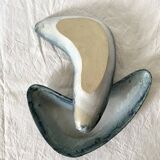 Pair of boomerang dishes signed in enamelled terracotta