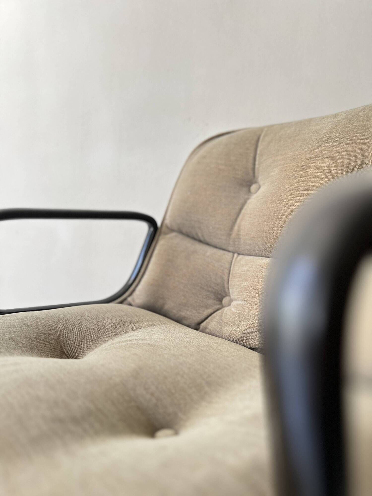 Velvet office chair with armrest by C. POLLOCK for Knoll