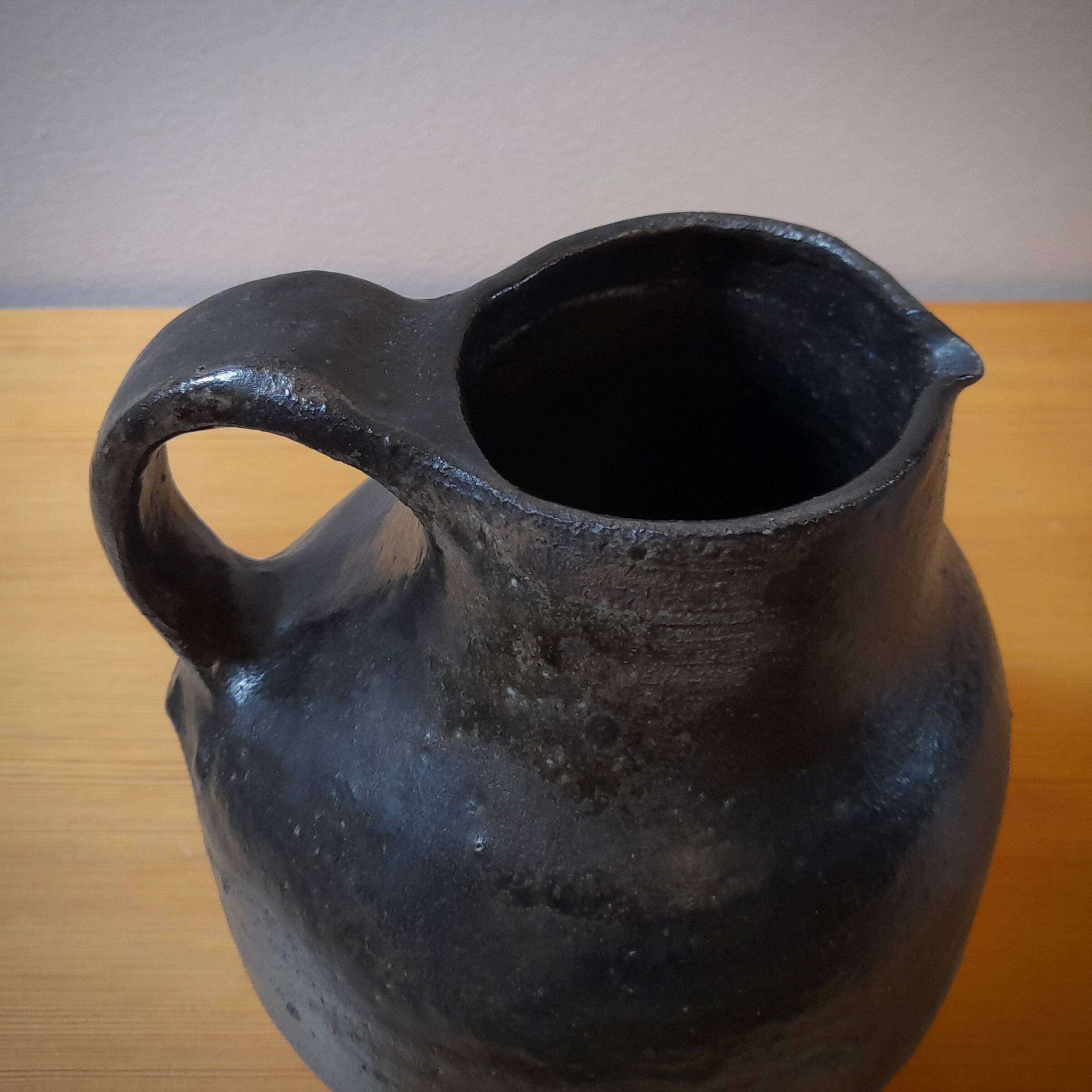 Yves Mohy, pyrite stoneware pitcher, La Borne, France, 1950s