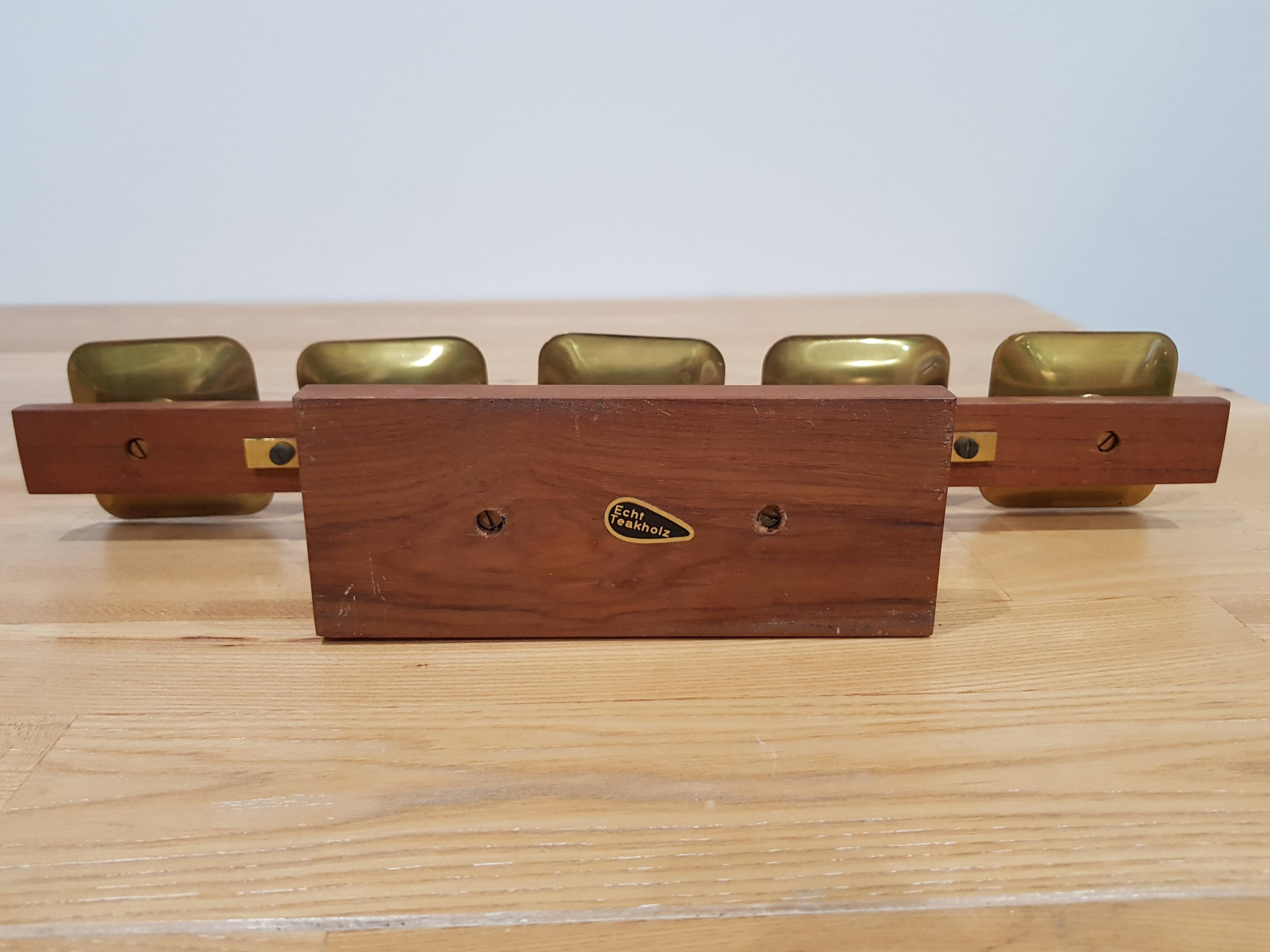 Vintage candle holder Echt Teakholz / teak and brass, 1960s.