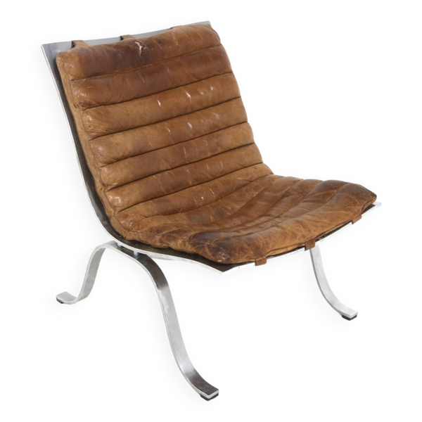 Fauteuil scandinave en cuir ''Ari'', Arne Norell, Suède, 1960