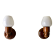 Pair of 1980 wood and opaline wall lamps