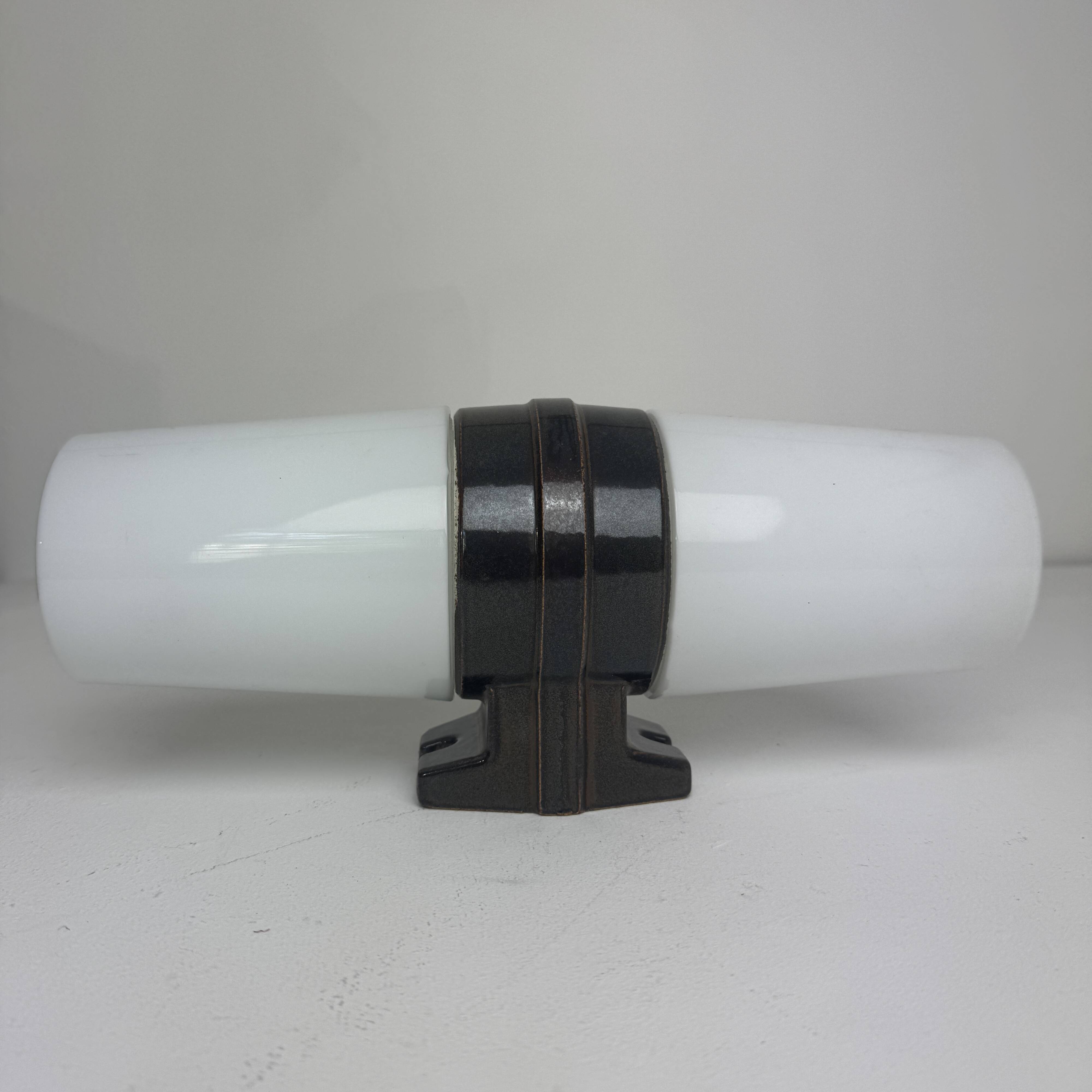 Old large scandinavian wall light in opaline "ifö"
