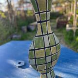 Grand vase en céramique émaillée vert olive Art déco