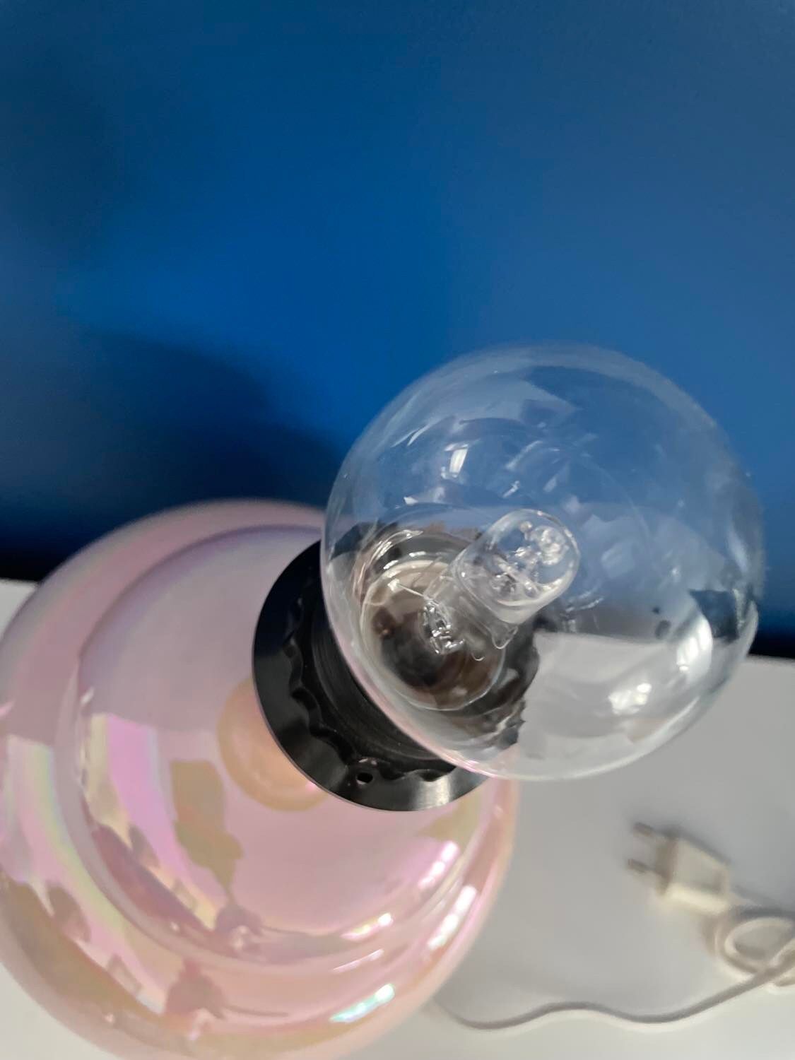 vintage pink iridescent lamp foot