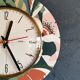 Vintage formica clock round silent wall pendulum "FFR terracotta green"