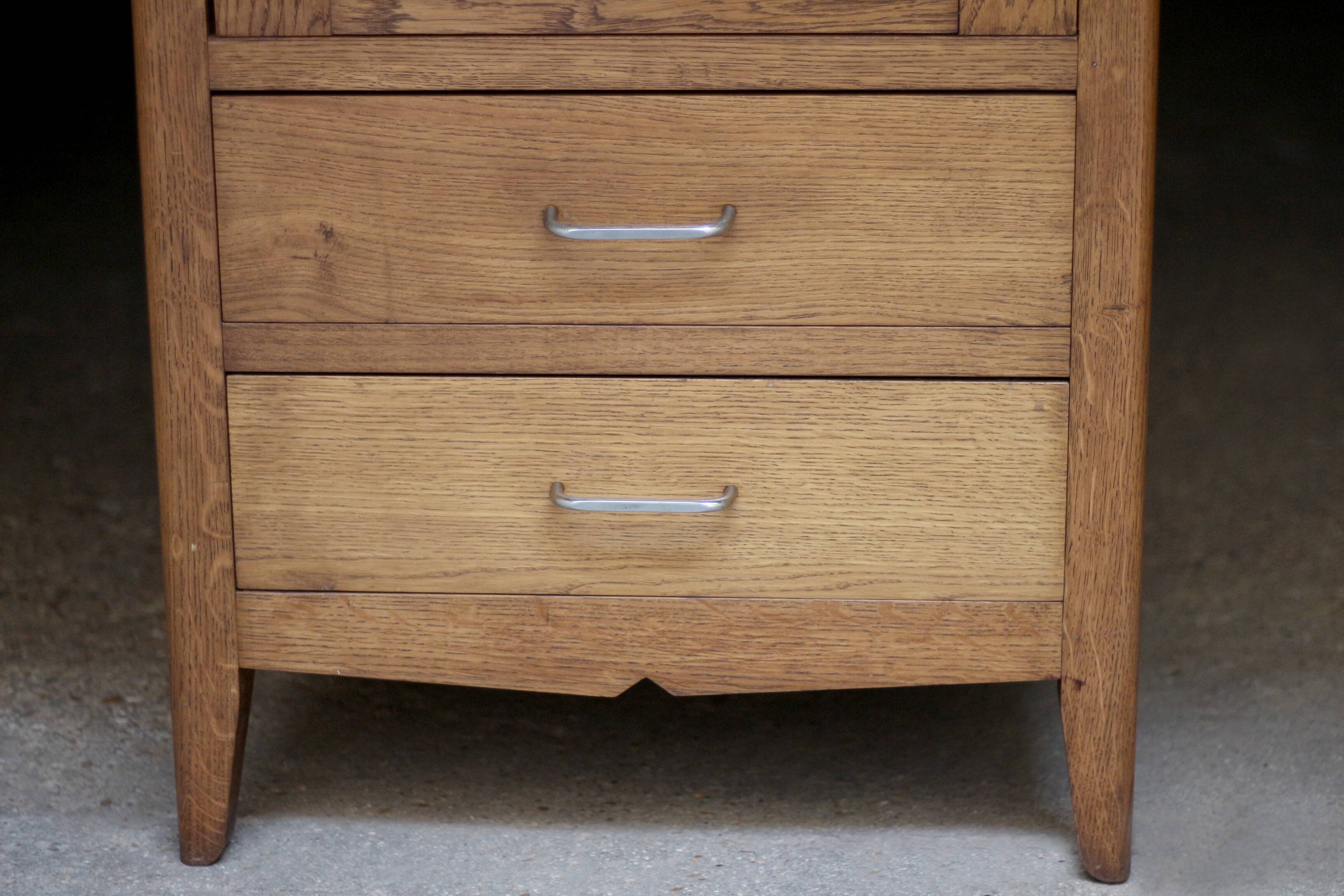 Rare: Parisian wardrobe, oak bonnetière from the 1950s