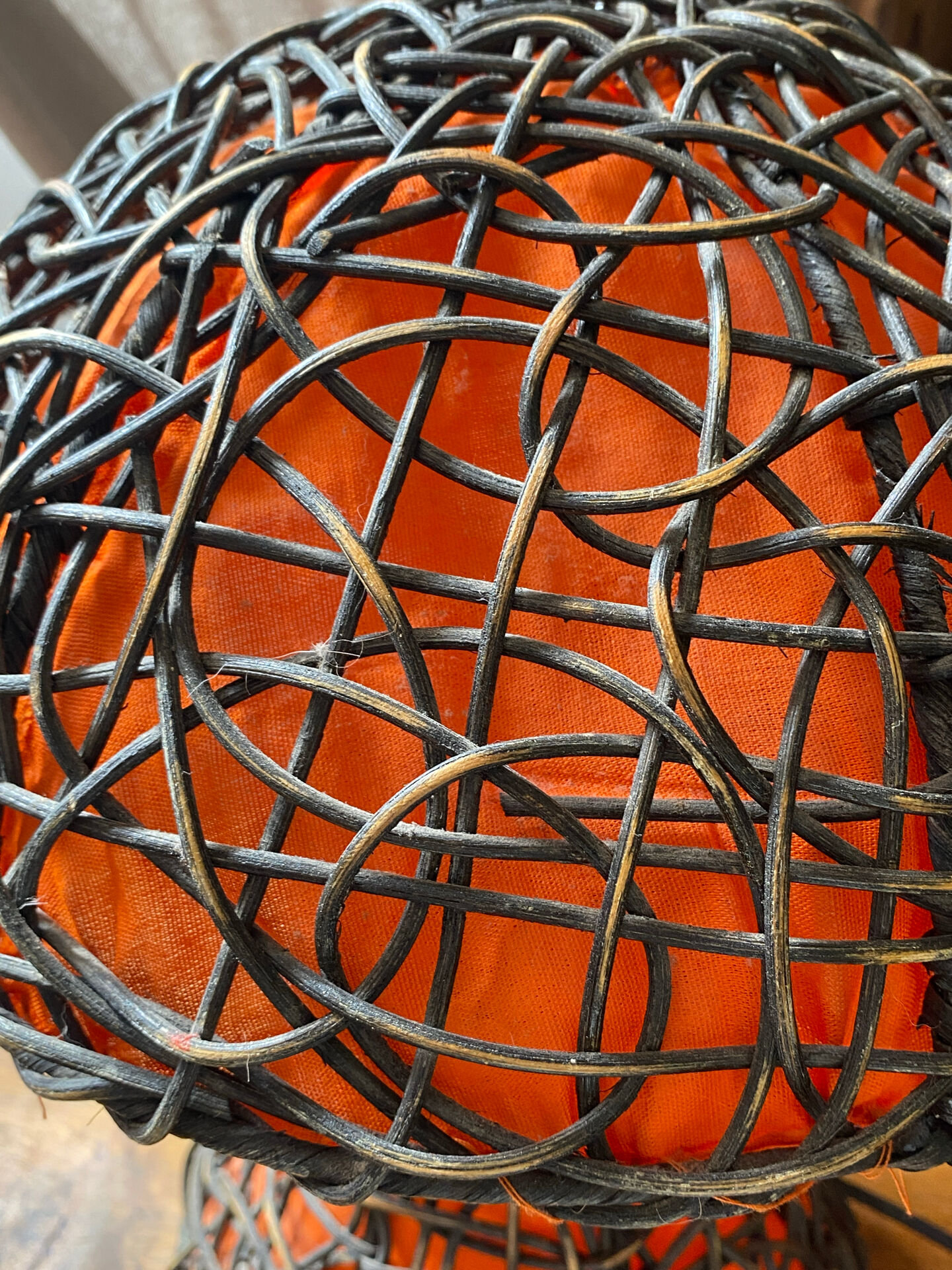 Large mushroom lamp in woven rattan