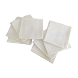 8 damask napkins, monogram, old linen