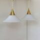 Vintage Limburg brass and opaline pendant lights, Germany, 1970.