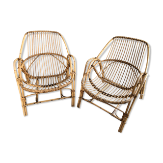 Pair of rattan armchairs