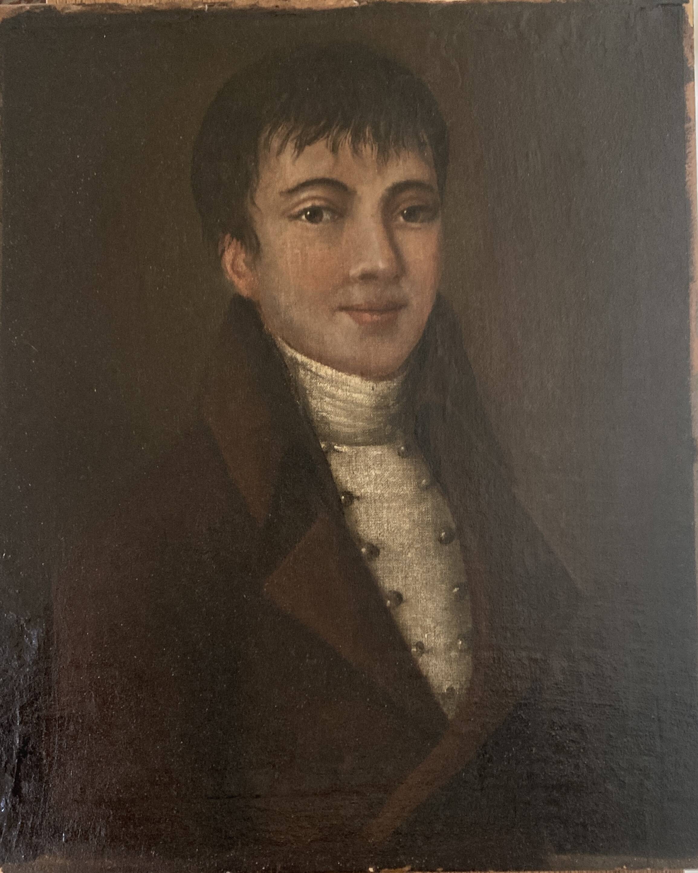 Portrait of a young man from the late 18th century, Directoire period, oil on canvas