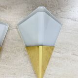 Set of 2 Limburg Glashütte brass and glass wall lamps sconce , 1970s