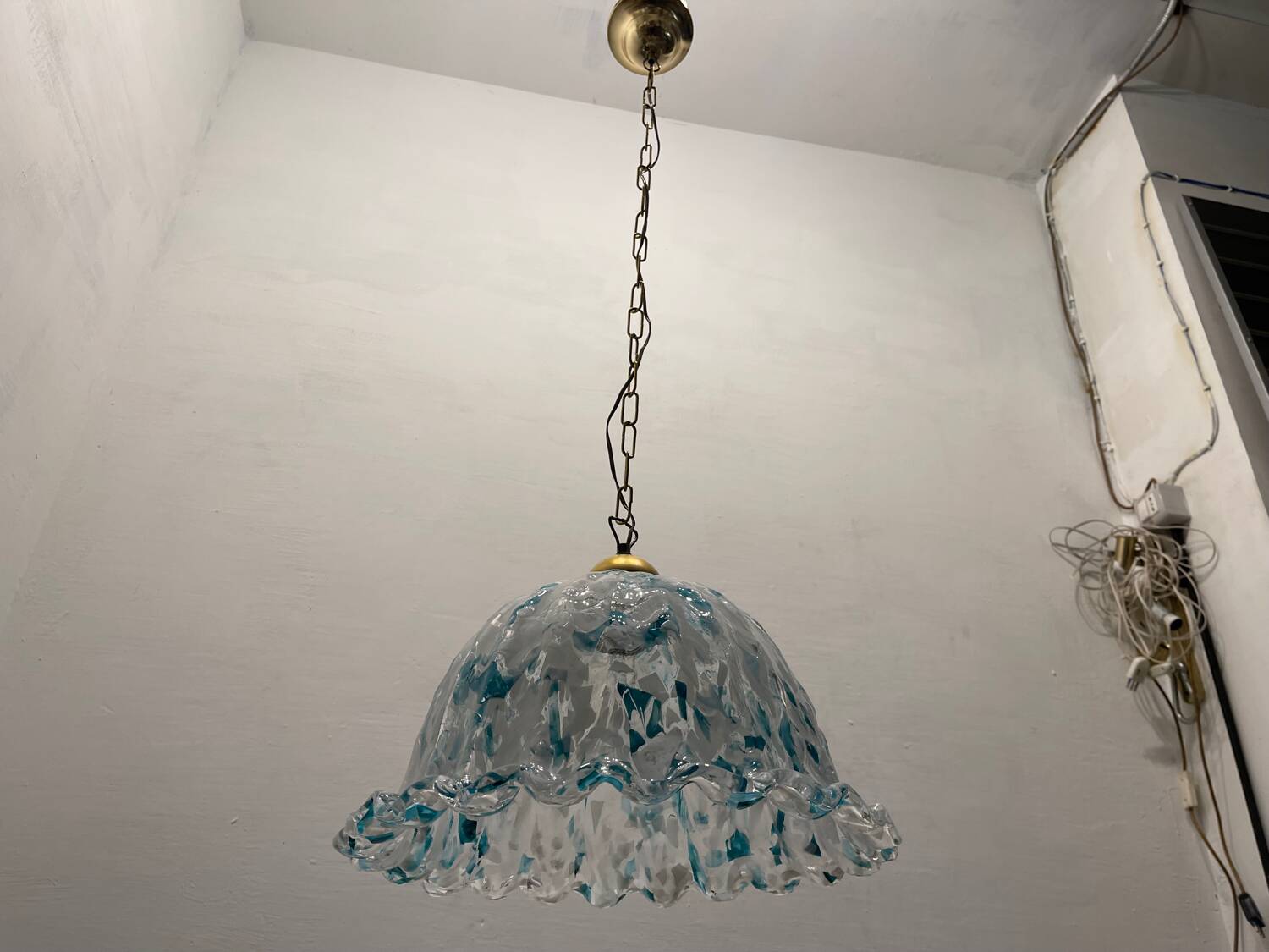 Blue Murano Art Glass Light Pendant 1970’s