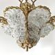 Art Nouveau bronze chandelier with Murano glass flowers