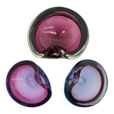 Set of 3 Murano Sommerso pink glass bowls, 1970s