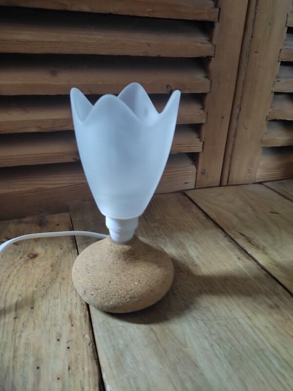 Bedside lamp base reconstituted stone tulip polished glass original
