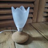 Bedside lamp base reconstituted stone tulip polished glass original
