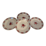 Set of 4 old flat plates from the earthenware factories of St Amand
