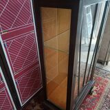 English glazed display case, lion paw feet