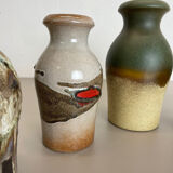 Set of Five Vintage Pottery Fat Lava Vases Made by Scheurich, Germany, 1970s