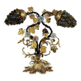 Lampe en bronze et verre polychrome, XXe Siècle