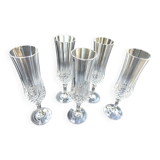 5 Cristal d'Arques champagne flutes, Lonchamp Vintage model