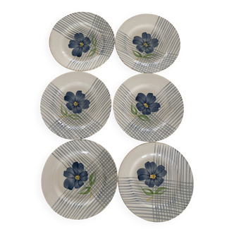 Set of 6 Digoin Valentin flat plates