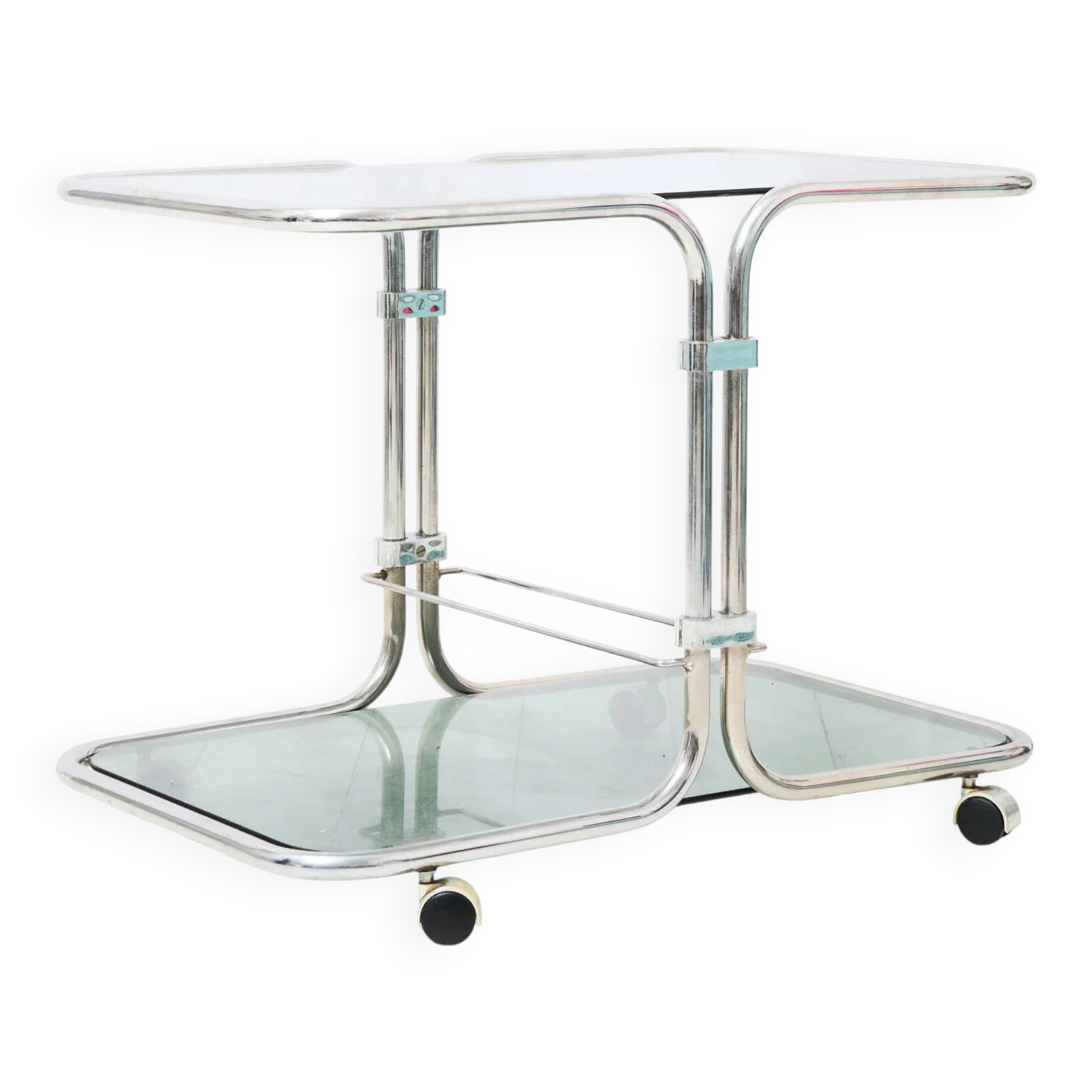 Smoked glass tubular dessert table, 1970-1980
