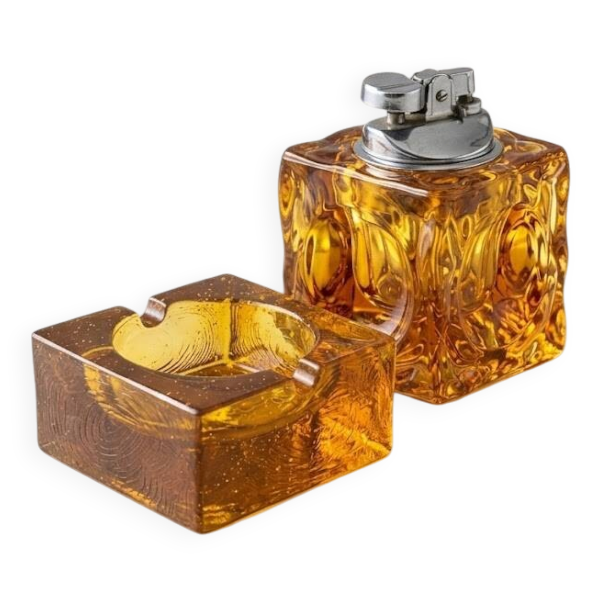Murano Antonio Imperatore 1970 ensemble lighter table ashtray candle holder