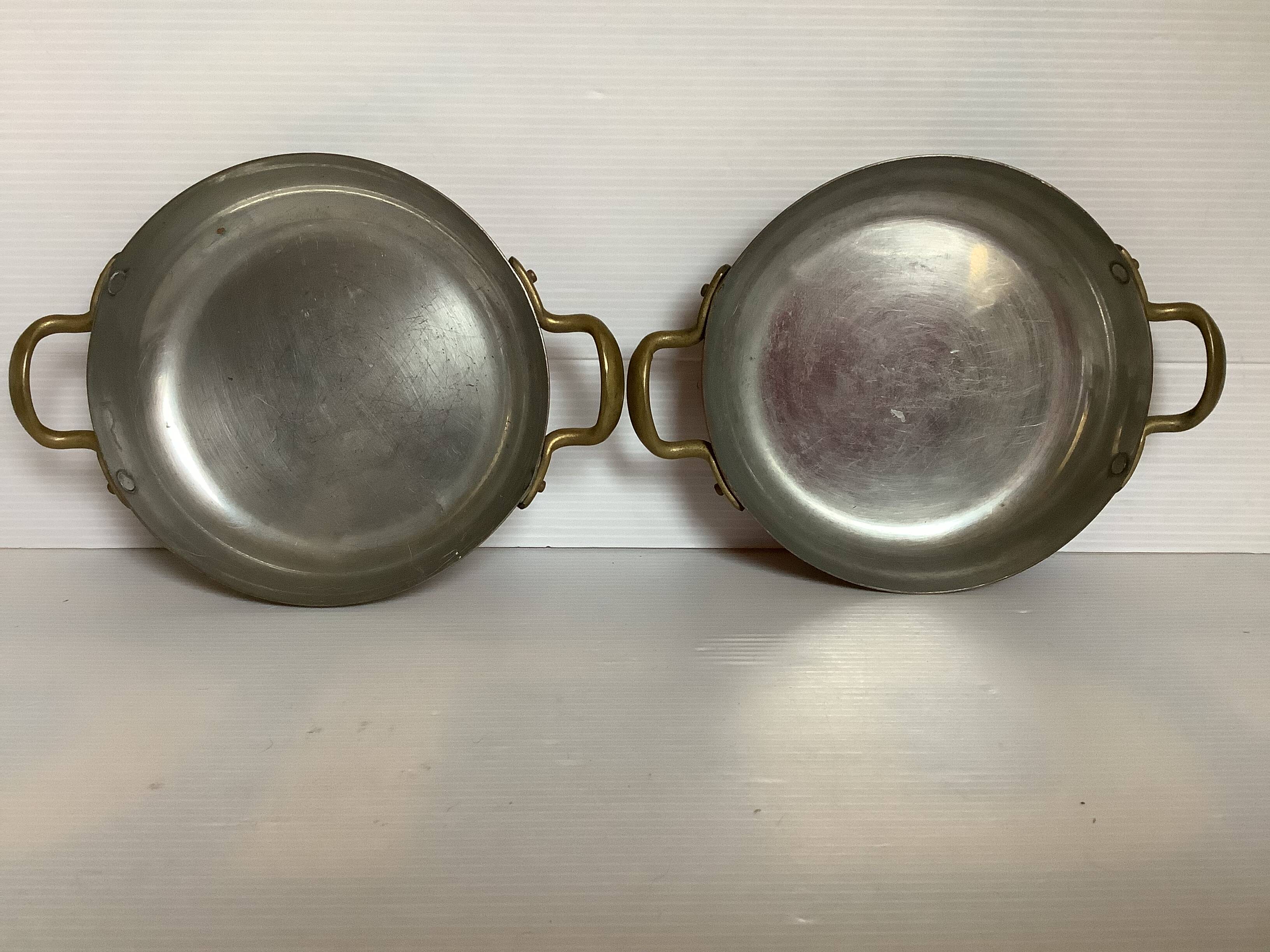 Pair of copper frying pans