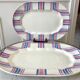 Duo of rectangular dishes HBCM model "Scottish" pink and blue 50s