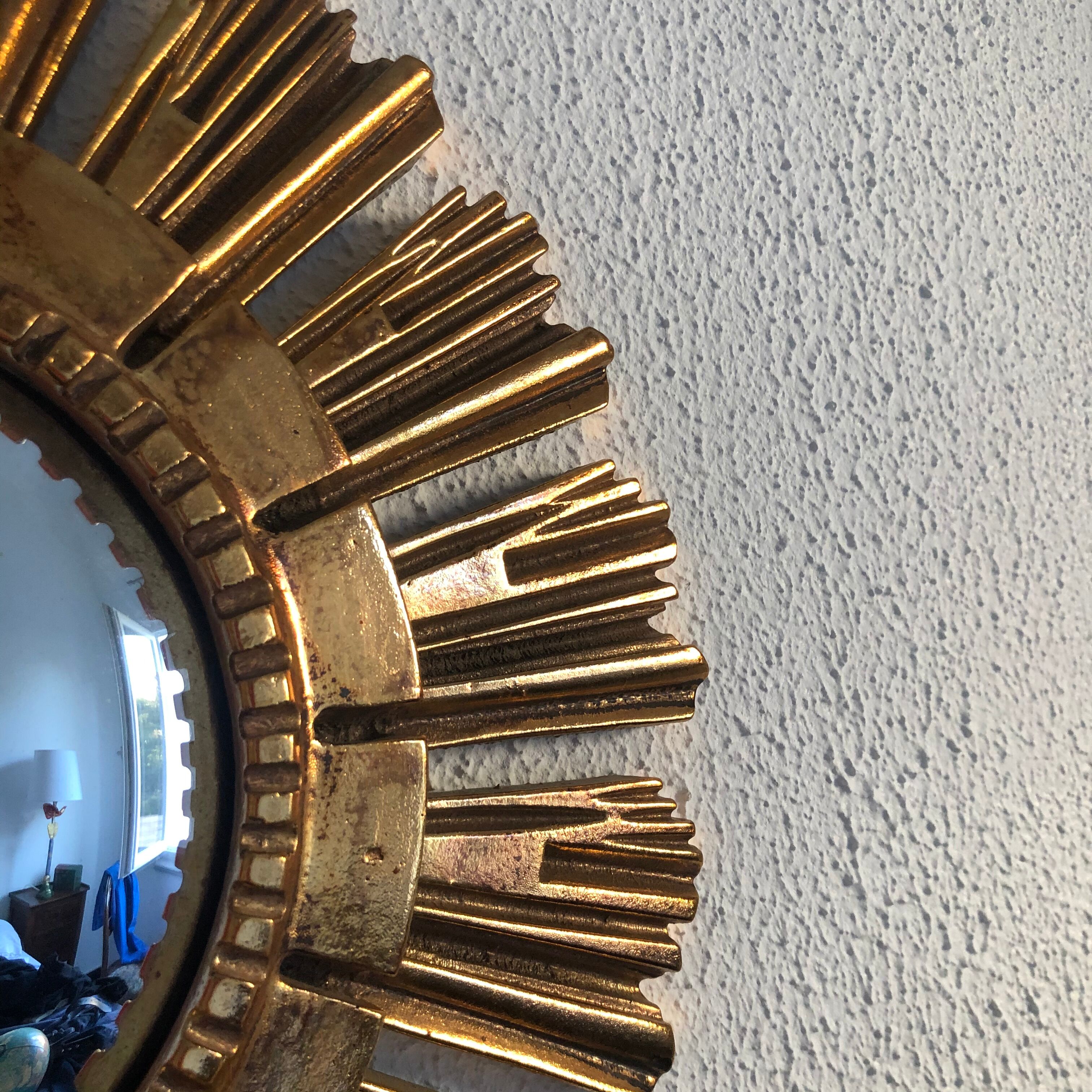 Mirror sun vintage golden witch eye 1960 - 40 cm