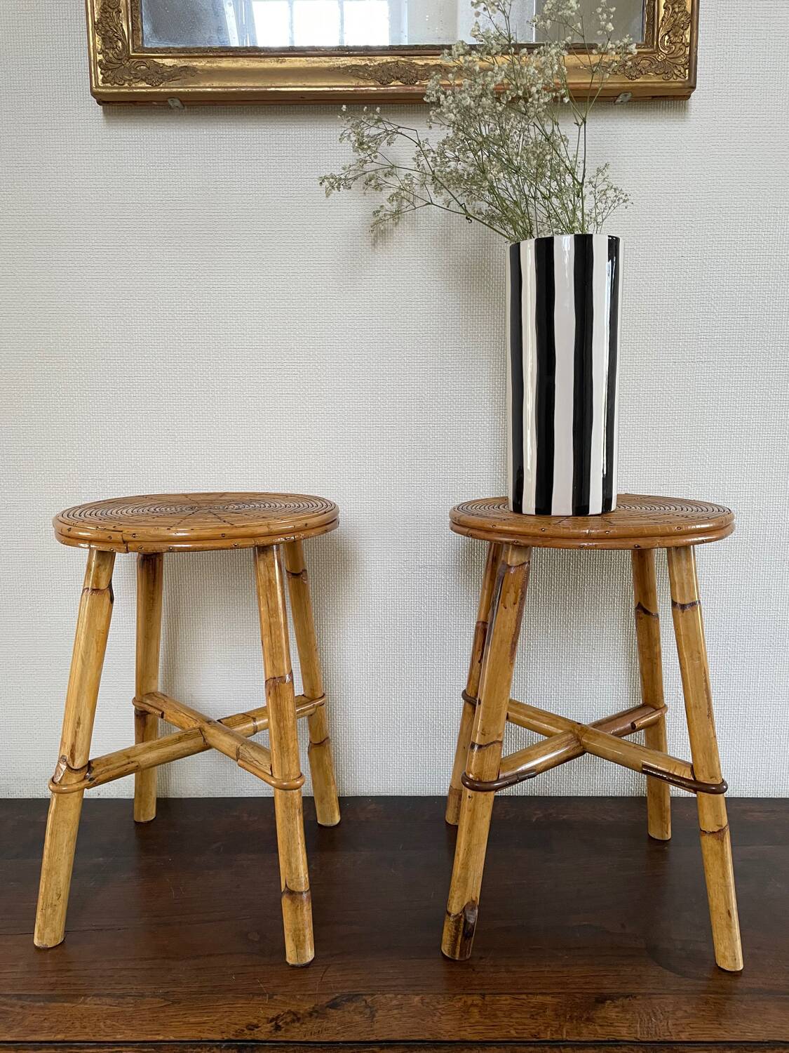 Vintage rattan stools