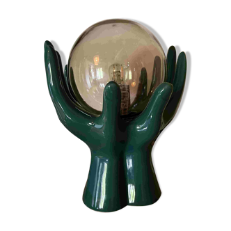 Green hands ceramic lamp
