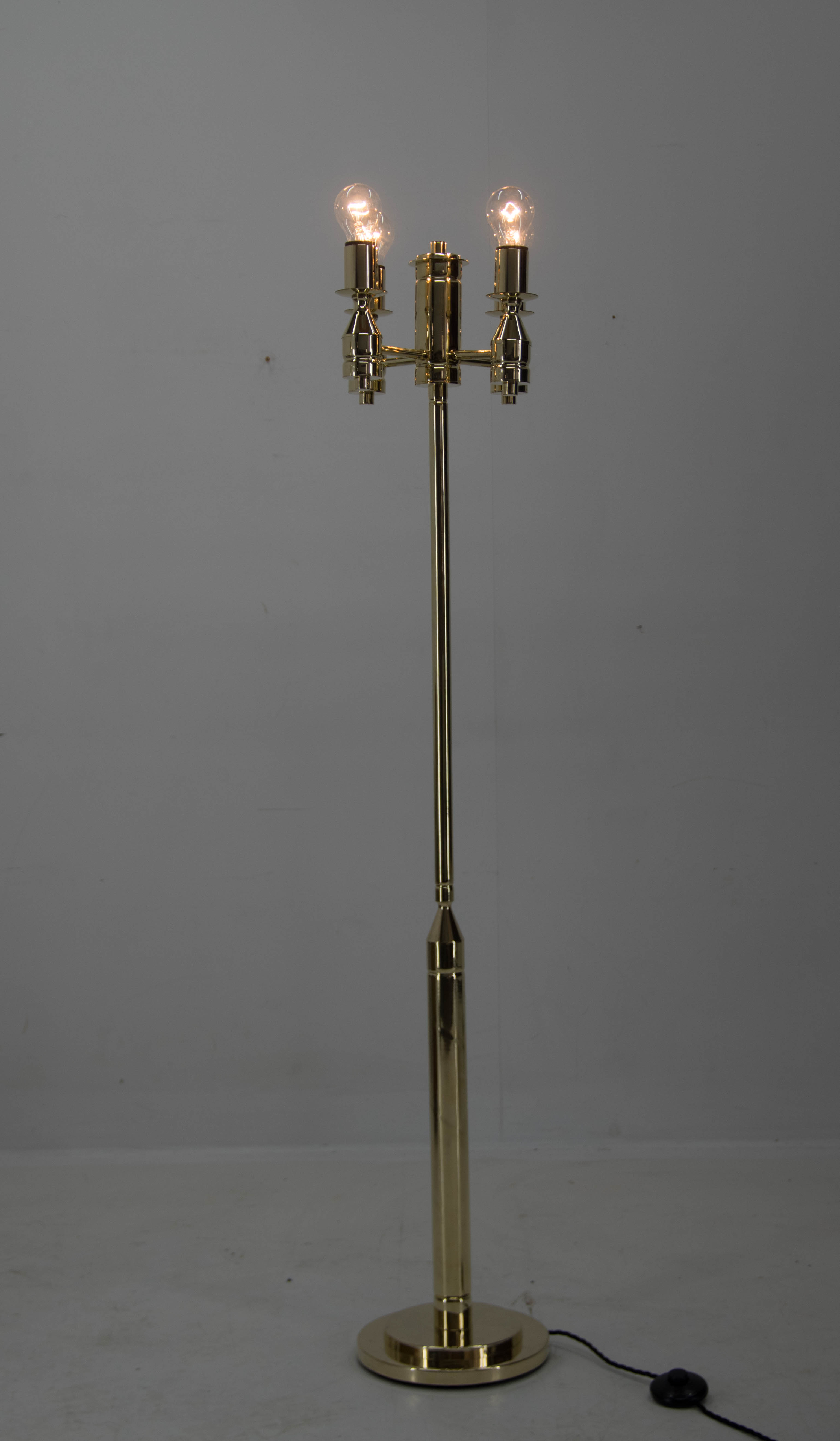 Brass floor lamp, 1970s, restored