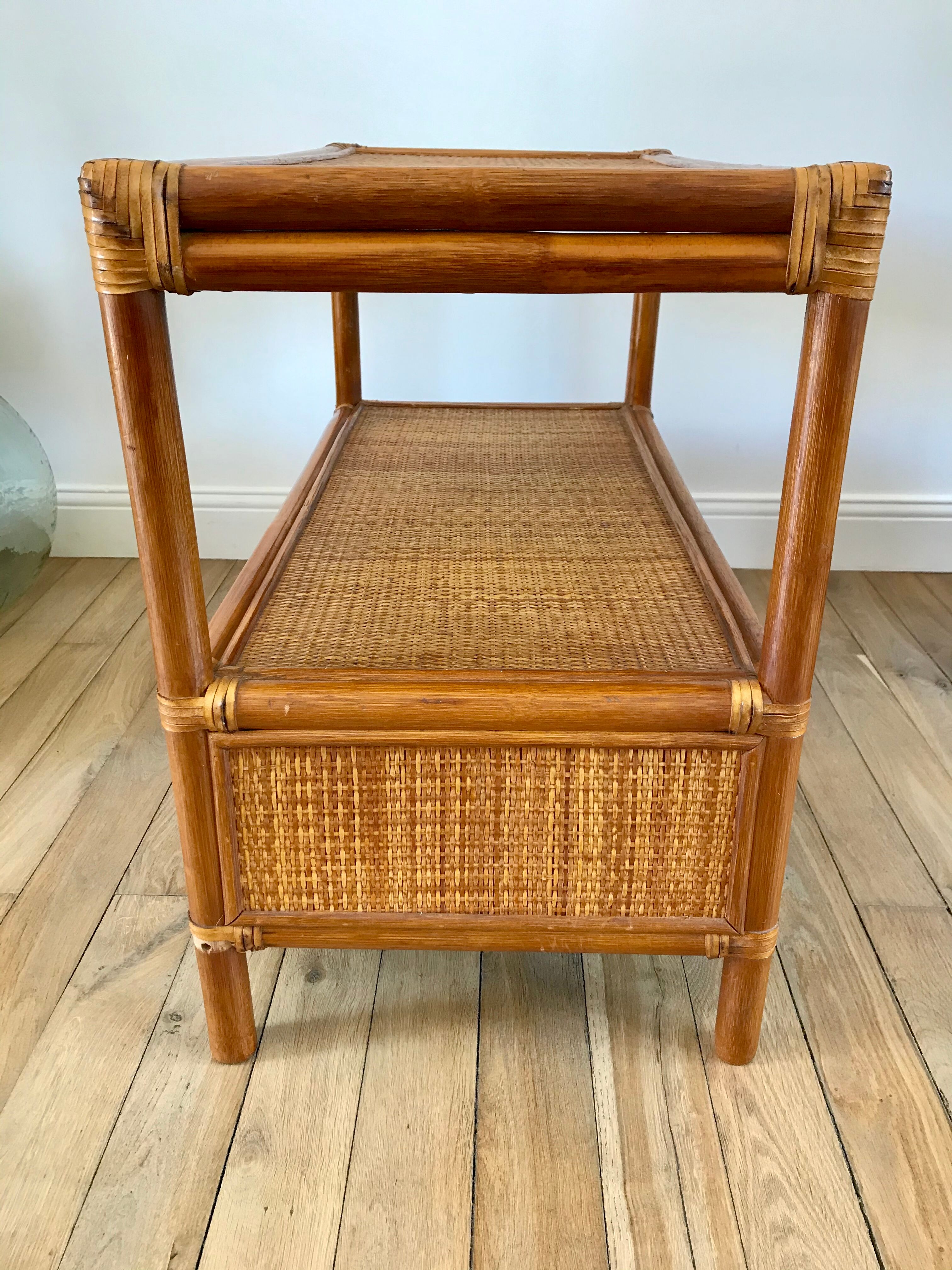 Rattan coffee table and cannage 60s