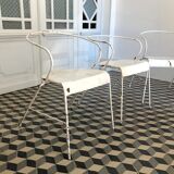 White metal chairs